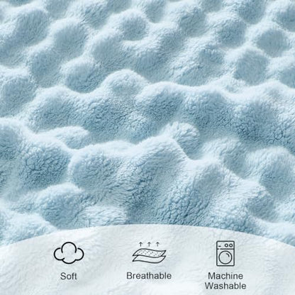 Lotus Karen 3D Bubble Fleece Blanket - Ultra Soft Fluffy Light Blue Twin Blanket for Couch, Lightweight Cozy Throw for All Season, Adults Women Kids(Light Blue, 60"x80")