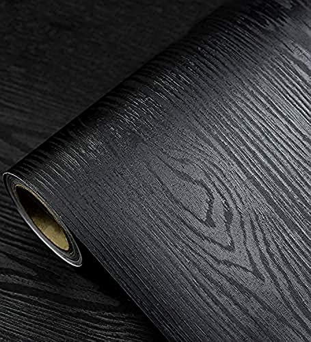 tiltil Black Wood Peel and Stick Wallpaper Wood Contact Paper 17.7" × 118" | Self-Adhesive Wallpaper Removable Waterproof Wall Paper Vinyl for Countertop Furniture Kitchen Countertop Easy to Clean - size: 17.7" x 118"