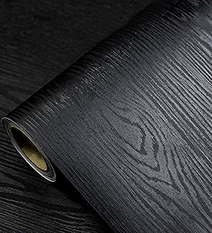 tiltil Black Wood Peel and Stick Wallpaper Wood Contact Paper 17.7" × 118" | Self-Adhesive Wallpaper Removable Waterproof Wall Paper Vinyl for Countertop Furniture Kitchen Countertop Easy to Clean - size: 17.7" x 118"