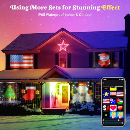 스마트 커튼 조명 400 LED, 색상 변경 미국 국기 요정 조명, 앱 및 리모컨 포함, 침실 배경 야외 7월 4일 할로윈 크리스마스용 DIY 방수 장식 - color: 멀티컬러.