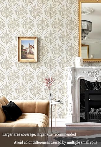 Safiyya Peel and Stick Wallpaper Modern Boho Contact Paper 196"x17.3" Beige Peel and Stick Wall Paper Removable Wallpaper for Bedroom Covering Vinyl Rolls - color: Beige, size: 17.3" x 196"