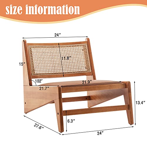 HAOBO Home Rattan Chair Mid Century Modern Accent Chair for Reading Living Room Home Bedroom