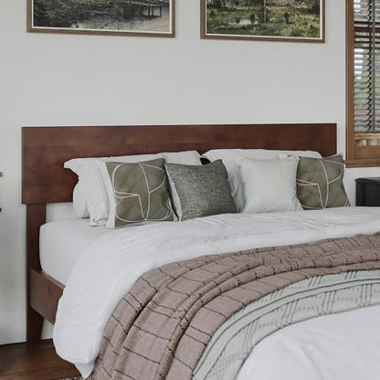 AFI, Orlando Full Adjustable Modern Solid Wood Panel Headboard, Walnut - color: Walnut, size: Full