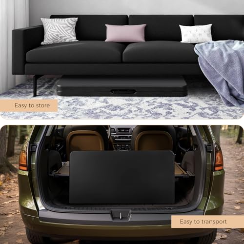 pollilar 34" Folding Card Table Square Portable with Detachable Legs Black | Foldable Table Plastic Dual Height Adjustable Heavy Duty Indoor Outdoor Dining Game Camping Picnic Mahjong Tables - color: Black