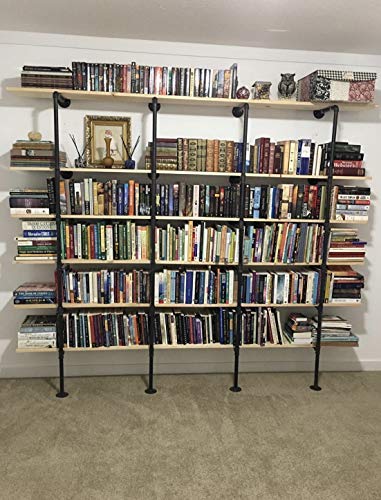 Industrial Retro Wall Mount iron Pipe Shelf,DIY Open Bookshelf,Hung Bracket,Home Improvement Kitchen Shelves,Tool Utility Shelves, Office shelves, bookshelves and bookcases (2Pcs) - size: 12“ Deep 2Pcs