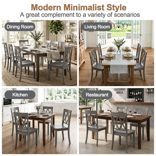 DUHOME Wood Dining Chairs Set of 2,Farmhouse Dining Side Chairs with Cross Back Wooden Kitchen Chairs for Home Kitchen, Dining Room Grey - color: Grey, size: 2pcs