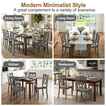 DUHOME Wood Dining Chairs Set of 2,Farmhouse Dining Side Chairs with Cross Back Wooden Kitchen Chairs for Home Kitchen, Dining Room Grey - color: Grey, size: 2pcs