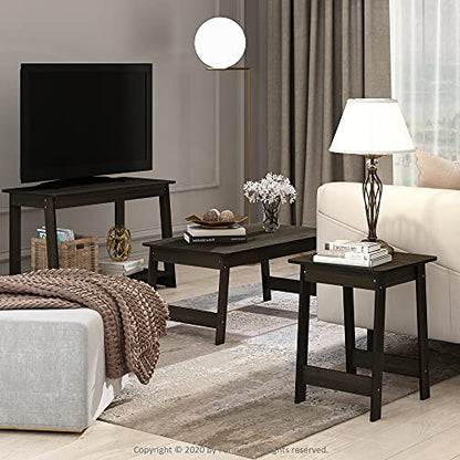 Furinno Beginning Coffee Table, Espresso | H-Legs, Soft Edges, Easy Assembly, Side Table, for Living Room, Bedroom, Home Office - color: Espresso, size: 36 inches, Straight Legs