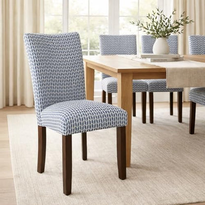 HomePop Classic Parsons Dining Chair - Blue Geometric (Set of 2) - color: Blue Geometric, style: Pack of 2