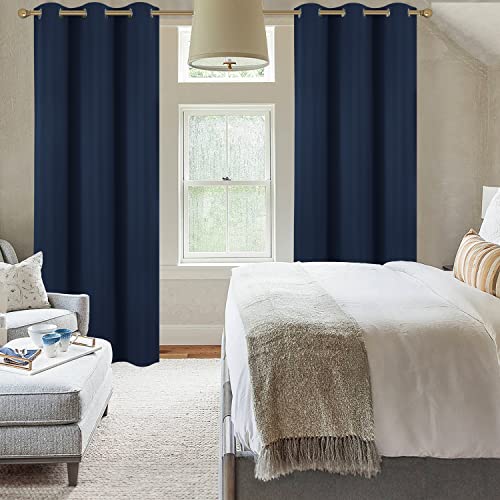 Diraysid Navy Blue Grommet Blackout Curtains for Bedroom Thermal Insulated Room Darkening Curtains Drapes, 42 x 95 inch, 2 Panels - color: Navy Blue, size: 42"W x 95"L (Pack of 2)