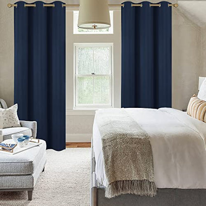 Diraysid Navy Blue Grommet Blackout Curtains for Bedroom Thermal Insulated Room Darkening Curtains Drapes, 42 x 95 inch, 2 Panels - color: Navy Blue, size: 42"W x 95"L (Pack of 2)