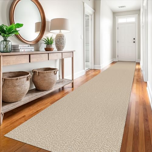 Washable Runner Rug, Non Slip Hallway Runner, 3x16 Ft, Sand/Beige | Washable Braided Runner Carpet, Non Slip Rubber Dot Backed, For Hallway, Kitchen, Entryway, Bedroom, Laundry Room, Foyer - color: Sand/Beige, size: 3' x 16' (Rectangular)
