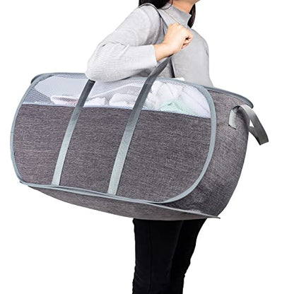 Pop Up Laundry Hamper，with Durable Handles collapsible laundry basket，Easy to Open and Fold for college Dorm,kids room，travel (Gray)… - color: Gray