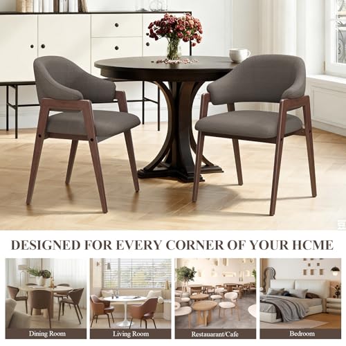 MALOL Wooden Dining Chairs Set of 6, Modern Fabric Upholstered Dining Room Chair, Kitchen Side Chairs, Farmhouse Dinner Chair with Curved Open Back for Kitchen, Camel - color: Camel, size: Set of 6