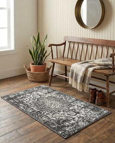 Rugs.com - Arlington Rug – 2' x 3' 1 Dark Gray Traditional Area Rug – Low Pile Accent Rug for Entryways, Kitchens, and Bathrooms - color: Dark Gray, size: 2' x 3' (Rectangular)