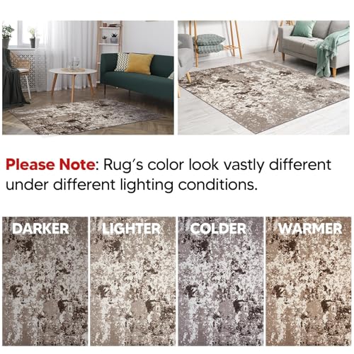 Keen Home Design Runner Rugs - 32"x119" Non-Shedding, Thick Pile Abstract Rugs for Kitchen, Living Room, Bedroom, Dining Room, Entryway - Size: 2'8" x 9'11", Skies Beige - color: Skies Beige, size: 2'8" x 9'11" (Runner)