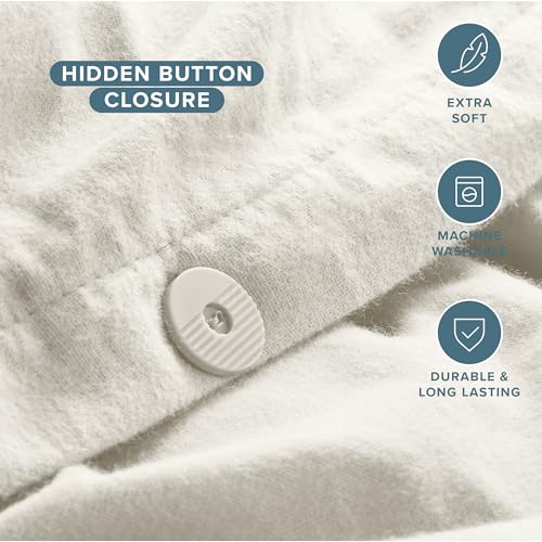 Bare Home Flannel Duvet Cover Set (Twin/Twin XL, Cream) | 100% Cotton, Velvety Soft, Heavyweight, Premium Flannel, Double Brushed, Includes Sham Pillow Cover - color: 06 - Cream (No Comforter), size: Twin/Twin XL