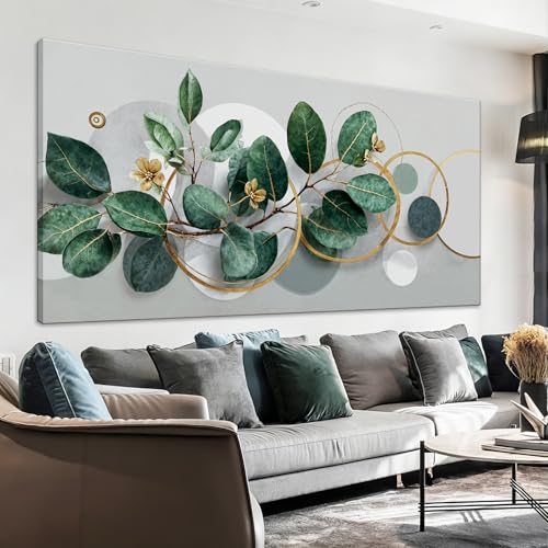 Oversized Canvas Wall Art Decor Green Nature Botanical Canvas Art Wall Decor For Living Room Wall Art Decor Gold Botanical Unique Modern Wall Art Decor For Home Bedroom Office Wall Art Decor 29×58 In - color: D-01N, size: 58"L x 29"W