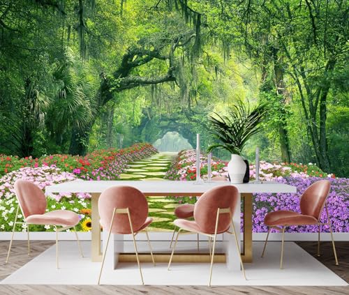 Toolhom Sunny Flowers and Forest Wallpaper | 149"x96" non-self-adhesive for living room, bedroom, bathroom background wall decoration mural - color: MURAL-209, size: 149" x 96"