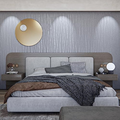 mamonhome Silver Gray Peel and Stick Wallpaper, Three-Dimensional Stripe Design Non-Woven Self-Adhesive Removable Renter Friendly Wallpaper, for Livingroom, Bedroom, Kitchen, Bathroom, 20.8" x 393" - color: modern stripes