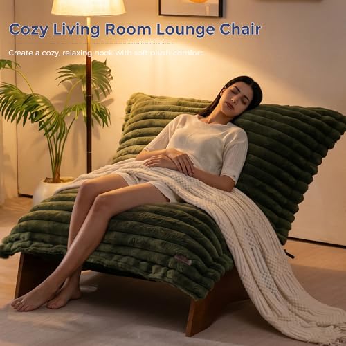 MAXYOYO Adjustable Living Room Chair, 3-Position Bean Bag Chair with Frame | Upholstered Accent Chair with Frame, Removable Cushion, Soft Reclining Lounge for Bedroom, Apartment, Office, Green - color: Striped Green