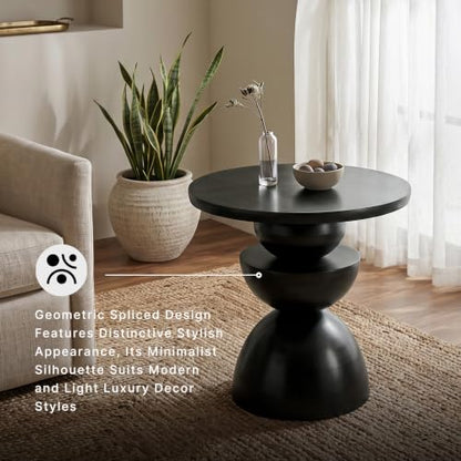 Signature Design by Ashley Round Metal Accent End Table, Dark Bronze | Sculptural pedestal base, Generous 23-inch tabletop for living rooms, Kurtson Series - color: Dark Brown