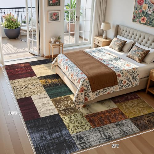 8x10 Area Rugs for Living Room, Washable Non Slip Bedroom Rug, Soft Low Pile Large Modern Geometric Carpet Indoor for Dining Room Kids Room Nursery Office - color: Multi Color, size: 8' x 10' (Rectangular)