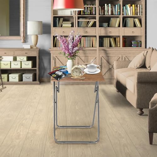 Folding TV Tray Table Set of 2, TV Dinner Table(Yellow Brown, 2PCS) | with Sturdy MDF Top, Eating Trays for Living Room with No Assembly Required - color: Yellow Brown, size: 2pcs