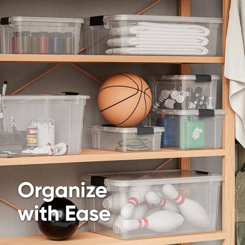 Superio Clear Storage Bins with Lids, 3 Quart BPA Free Plastic Containers, Transparent Boxes for Organizing, Stackable Crates, Organizer Totes for Home, Office, School, and Dorm - size: 3.5 Qt, style: 8 Pack
