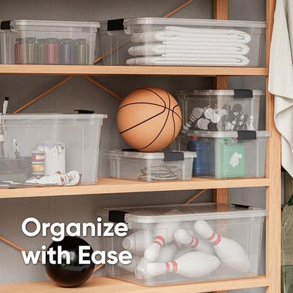 Superio Clear Storage Bins with Lids, 3 Quart BPA Free Plastic Containers, Transparent Boxes for Organizing, Stackable Crates, Organizer Totes for Home, Office, School, and Dorm - size: 3.5 Qt, style: 8 Pack