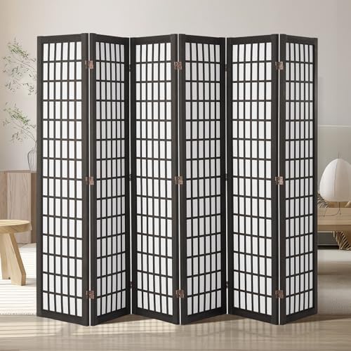VEVOR Room Divider, 6 Panel Japanese Room Divider, Folding Privacy Screen Indoor, Portable Partition Dividers and Decoration Screens, for Room Separation, Home, Office, Restaurant & Bedroom (Black) - color: Black, size: 6 Panel