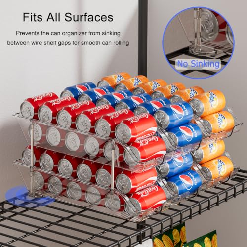 Stackable Soda Can Organizer for Pantry or Fridge, Holds 24 Cans | Heavy-Duty, Clear PET, Space-Saving Drink Organizer, Gravity Rolling, Pop can & Food can Dispenser/Storage/Container - size: 1 Pack