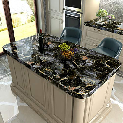 LACHEERY 15.8"x276" Dark Marble Countertop Contact Paper Waterproof Peel and Stick Removable Marble Wallpaper Self Adhesive Marble Vinyl Wrap Roll for Kitchen Bathroom Countertops Dresser Counter Top - size: 15.8" x 276"