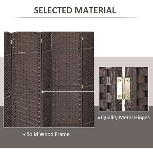 HOMCOM Room Divider 8 Panel Folding Screen Freestanding 5.6' Tall Brown | Freestanding Partition, Home Office, Bedroom - color: Brown, size: 8 Panel