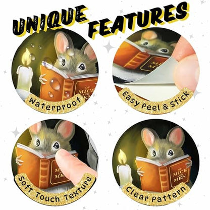 3D Mouse Reading Book in Mouse Hole, Decal Sticker, Removable Wall Decor, Book Lover Gift Idea, Baseboard, Wall Sticker Decal, Kids Room, Classroom, Library - style: Mouse Reading Book With Hole