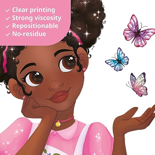 DECOWALL Black Girl Bible Verse Butterfly Wall Stickers Decals (SG2-2315) | Peel and stick, removable African American girl decor with affirmations, flowers and faith quotes for kids bedroom or nursery