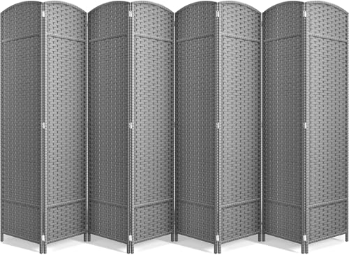 Sorbus 8 Panel Room Divider 6 ft. Tall - Privacy Screen, Extra Wide Double Hinged Panels, Mesh Hand-Woven Design, Partition Room Dividers and Folding Privacy Screens, Wall Divider for Room Separation - color: Light Gray, size: 8 Panel