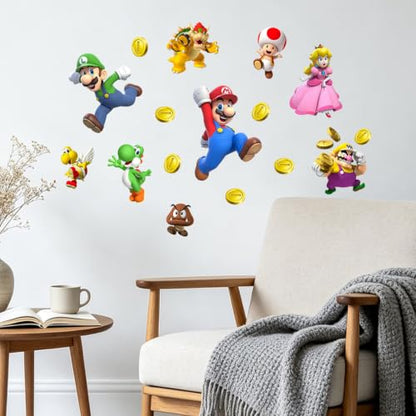 Mario Wall Stickers, Removable Wall Decals, Peel and Stick Wall Decals, Cute Bedroom & Birthday Decor