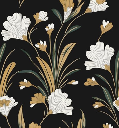 Dark Vintage Peel and Stick Wallpaper 17.5" x 118",Black/Gold | Self Adhesive/Removable/Waterproof/Thick Vinyl Contact Paper for Bathroom Bedroom Shelf Cabinet Drawer,Prepasted,Easy Peel - color: Line White/Black, size: 118" x 17.5"