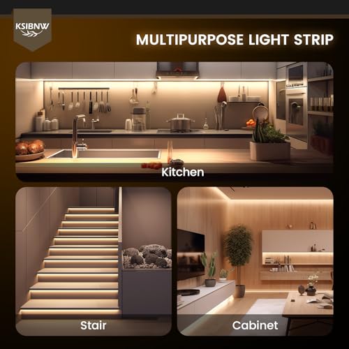 COB LED Strip Lights 16.4ft/5m 2pcs, 12V LED Light Strip, Neutral White 4000K Under Cabinet Lighting, Super Bright Flexible Tape Lights for Bedroom,Kitchen,Living Room(Power Supply Not Included) - color: Neutral White, size: 12V-2pcs 16.4ft/5M