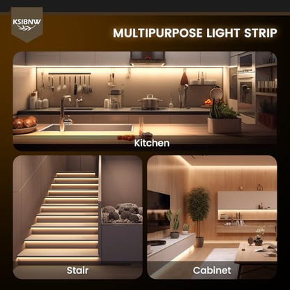 COB LED Strip Lights 16.4ft/5m 2pcs, 12V LED Light Strip, Neutral White 4000K Under Cabinet Lighting, Super Bright Flexible Tape Lights for Bedroom,Kitchen,Living Room(Power Supply Not Included) - color: Neutral White, size: 12V-2pcs 16.4ft/5M