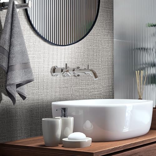 WADILE Grasscloth Peel and Stick Wallpaper 15.7in x 78.7in, Textured Contact Paper for Cabinets, Faux Linen Wall Paper Pull and Stick, Fabric Vinyl Wallpaper Self Adhesive Light Gray | Textured contact paper, Faux linen, Vinyl material, Cabinets, Self adh