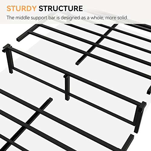 IDEALHOUSE Rattan Queen Size Bed Frame with Natural Rattan Headboard, Cane Boho Queen Size Platform Bed Frame,Natural Bed Frame No Box Spring Needed, Noise-Free, Easy Assembly(Black)