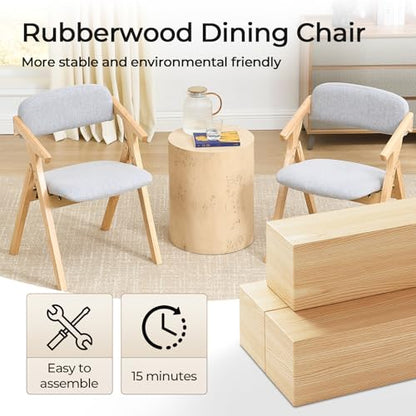 Folding Chairs with Padded Seats,Wooden Stackable Dining Chair,Easy to Store Foldable Dining Chairs for Kitchen, Living Room, Wedding Party Picnic (Grey) - color: Grey