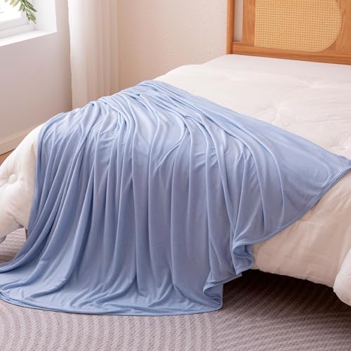 Amazon Basics Cooling Blanket for Hot Sleepers, Reversible Lightweight Thin Throw Blanket for Bed, Couch and Sofa, Queen (90" x 90"), Blue - color: Blue, size: Queen