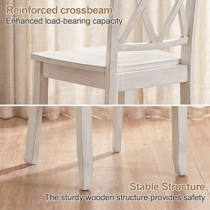 DUHOME Wood Dining Chairs Set of 2,Farmhouse Dining Side Chairs with Cross Back Wooden Kitchen Chairs for Home Kitchen, Dining Room White - color: White, size: 2pcs