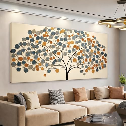 Minimalist Tree Wall Art Decor 24"x48" Canvas Wall Art For Bedroom Prints | Tree Of Life Wall Art For Living Room Kitchen Bathroom Office Wall Decor, Modern Wall Decor, Blue Gold Paintings Wall Decor - color: IU1B, size: 48"L x 24"W