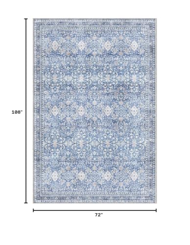 Sasttie 6x9 Area Rugs, Ultra-Soft Washable Rug for Living Room, Blue | 6 by 9 Thin Carpet for Apartment & Bedroom, Low-Pile Faux Cashmere, Non-Slip Backing, Skin-Friendly, Stain Resistant - color: Blue, size: 6' x 9' (Rectangular)