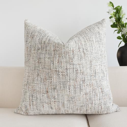Textured Chenille Throw Pillow Cover 26x26 Inch Soft Neutral Woven Euro Shams Boho Farmhouse Square Accent Decorative Cushion Case for Modern Home Decor Bed Sofa Couch Living Room - size: 26" x 26" (Pack of 1)