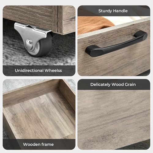 2-Pack Under Bed Storage Drawers with Wheels, Brownish-Gray | 58L total capacity, 80 lb per Drawer, Fits 6 in Bed Clearance, Rolling Drawers for Shoes, Clothes, Linens, Toys - color: Brownish-Gray